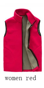 Мужской осенний спортивный флисовый жилет для активного отдыха, зимний женский мужской ветрозащитный жилет на молнии спереди - Цвет: women red
