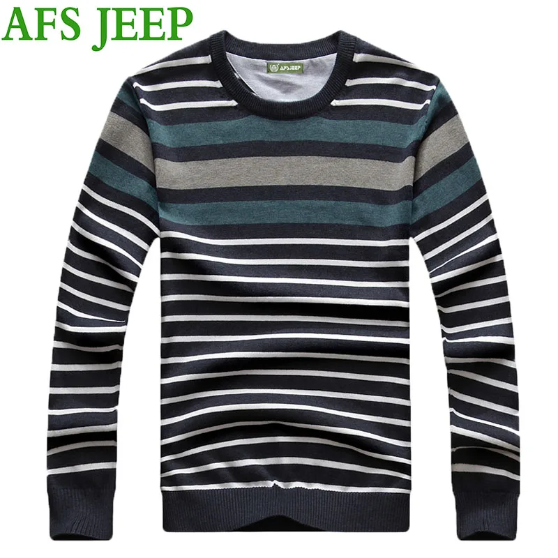 AFS JEEP Men's Brand Men Sweater Mens fine stripe
