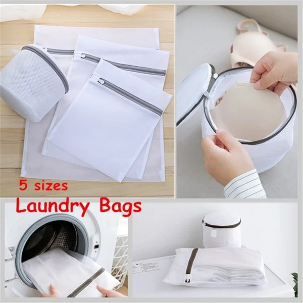 Mesh Laundry Bags Travel Clothes Storage Net Zip Bag Wash Bra Stocking Underwear 