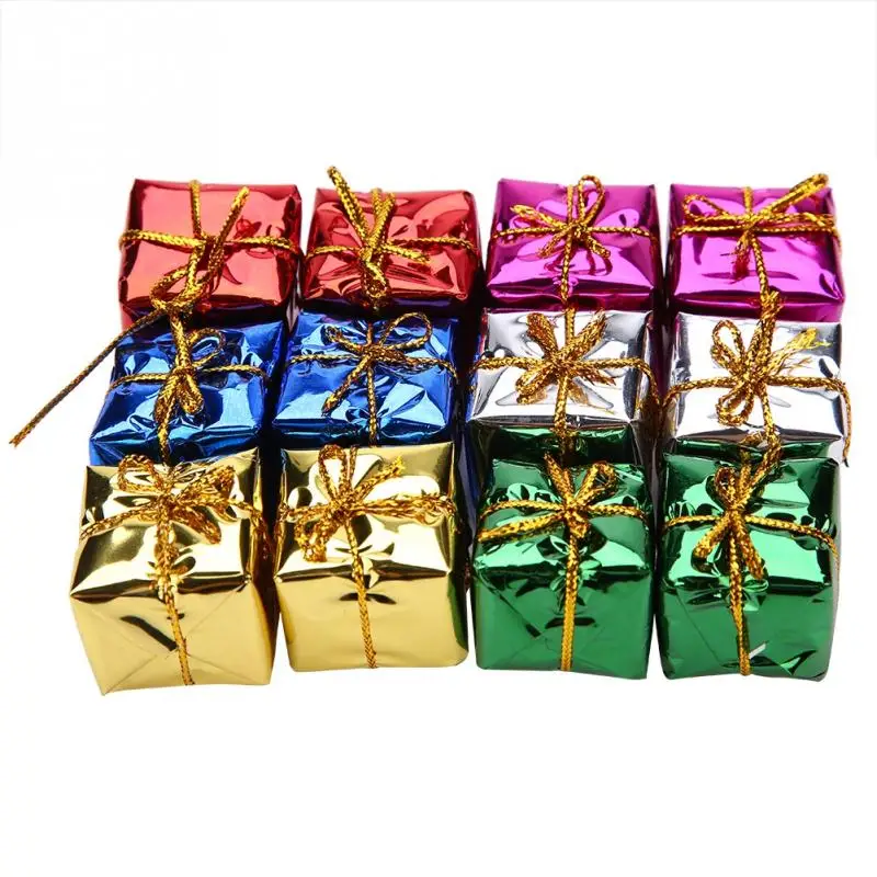 12 шт. Подарочная коробка для рождественской елки праздничные вечерние украшения Красивая красочная Подарочная коробка подвеска Новогоднее украшение