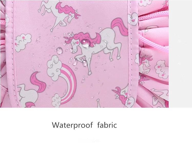 Large Capacity Lazy Makeup Toiletry Bag Drawstring Portable Travel Casual Waterproof Quick Pack Magic Makeup Storage Bag Perfect for Women Girls (Unicorn)10