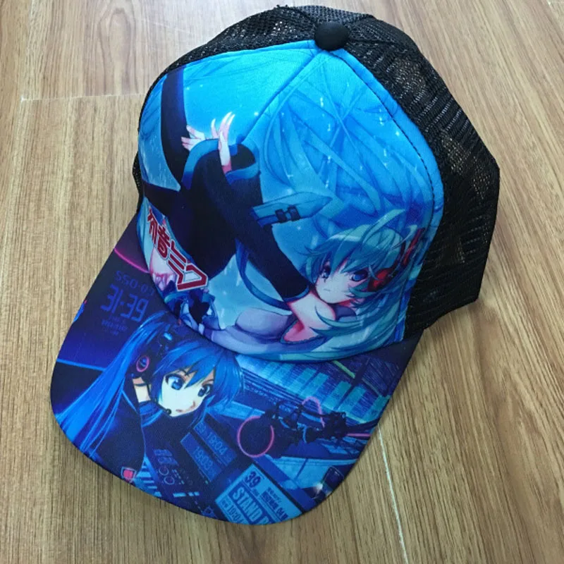 Hatsune аниме Мику летняя кепка-бейсболка сетчатая шапка для взрослых хип-хоп кепка для мальчиков или девочек