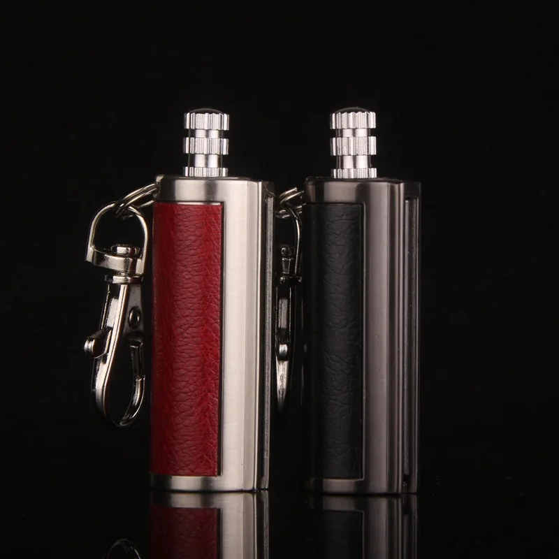 Mini Oil Lighter Red Gold Leather Torch Metal Kerosene Lighter