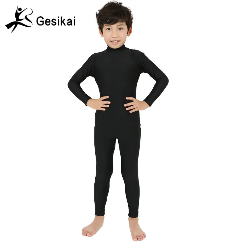 

Gesikai Kid's Spandex Zentai Lycra Bodysuit Kid's Long Sleeves Zentai Suit Custom Second Skin Tights Dancewer Halloween Costumes