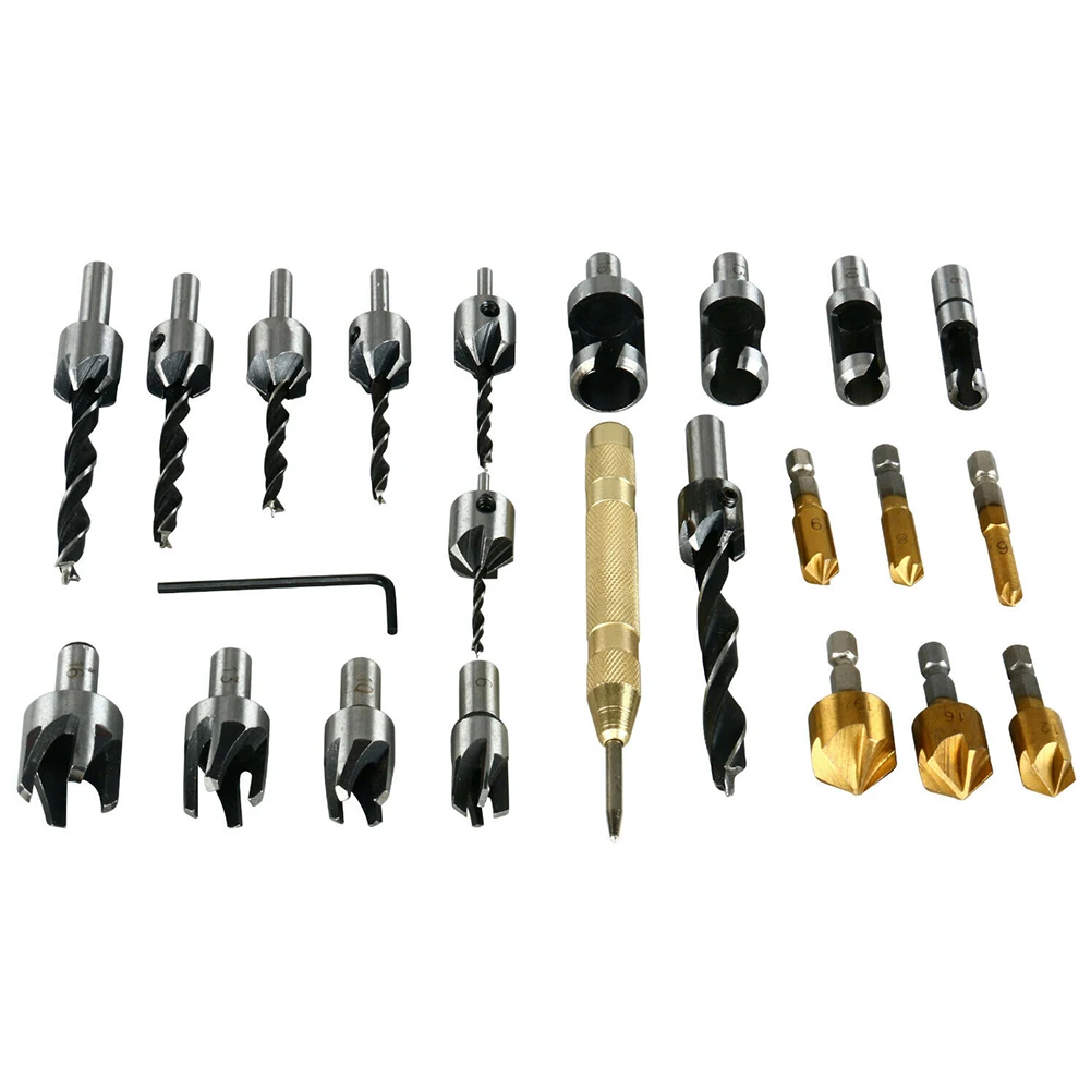 

Carpentry High Speed Steel Drilling Flute Drill Bit Cutter Tools Shank Countersink Woodworking Chamfer Center Punch Screw Reamer