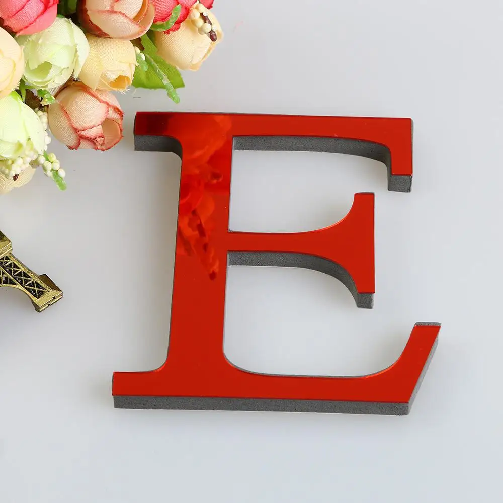 Новая мода мини 26 букв сделай сам 3D зеркальные акриловые настенные наклейки домашний декор Настенная роспись красивое искусство горячая Распродажа F1 - Цвет: E