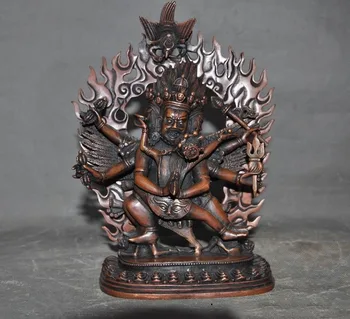 

wedding decoration 9" Tibet Buddhism bronze 6 Arms Hevajra Mandkesvara HAPPY Budda Yab-Yum Statue