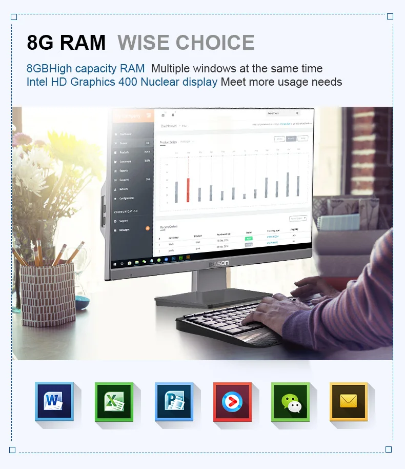 Rato de Negócios e Teclado Ipason Polegadas Escritório Desktop Tudo-em-um pc - Intel 4-core J3160 8g Ram 120g Ssd Wifi Ultra-fino P22 21.5 5 ssd wifi rato de negócios e teclado ultra-fino