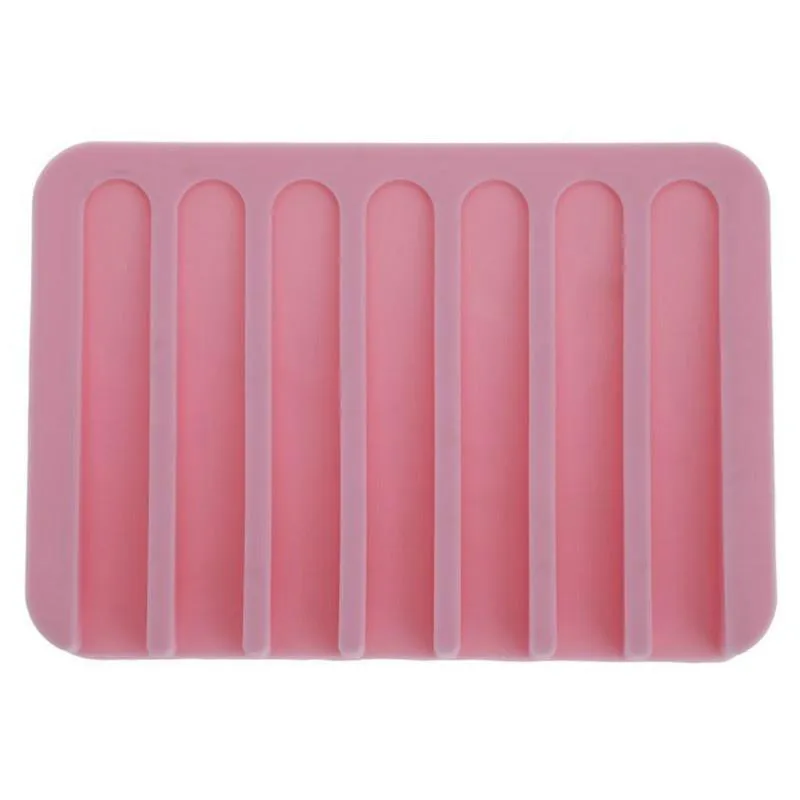 Силиконовый кухонный гибкий держатель для мыльницы для ванной комнаты, мыльница для хранения, легкий вес - Цвет: Розовый