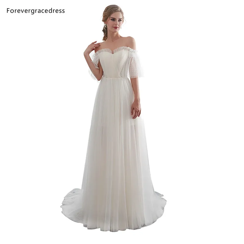 Forevergracedress Off Shoulder Wedding Dresses 2019 New Long Tulle Backless Formal Bride Bridal Gowns Plus Size Custom Made | Свадьбы и