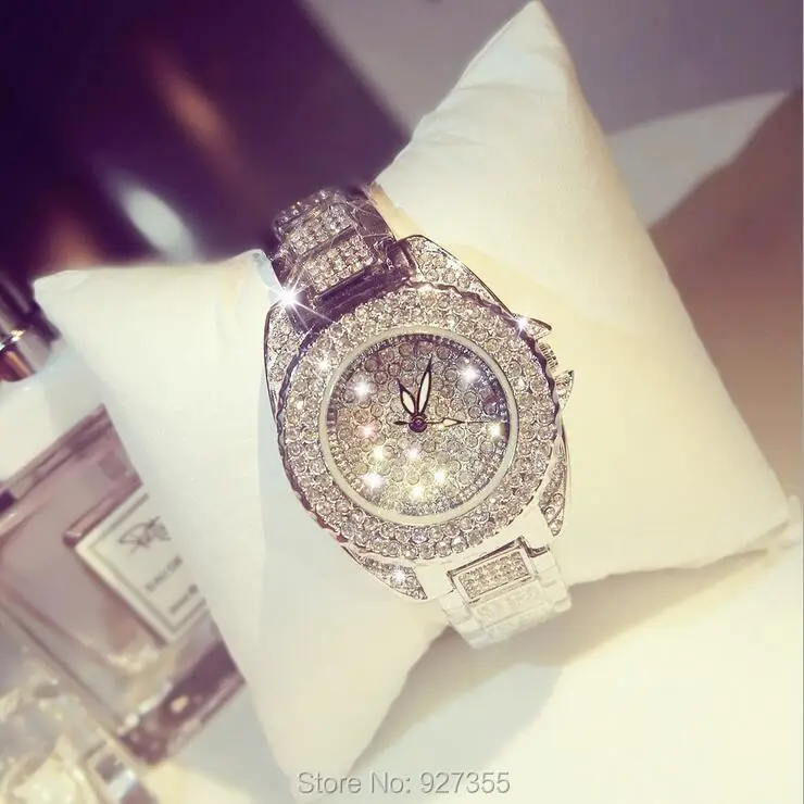 

2018 Luxury Women Full Rhinestone Watches Fashion Lady Dress Watch Stainless Steel Silver Wristwatch Blingbling diamond Watch
