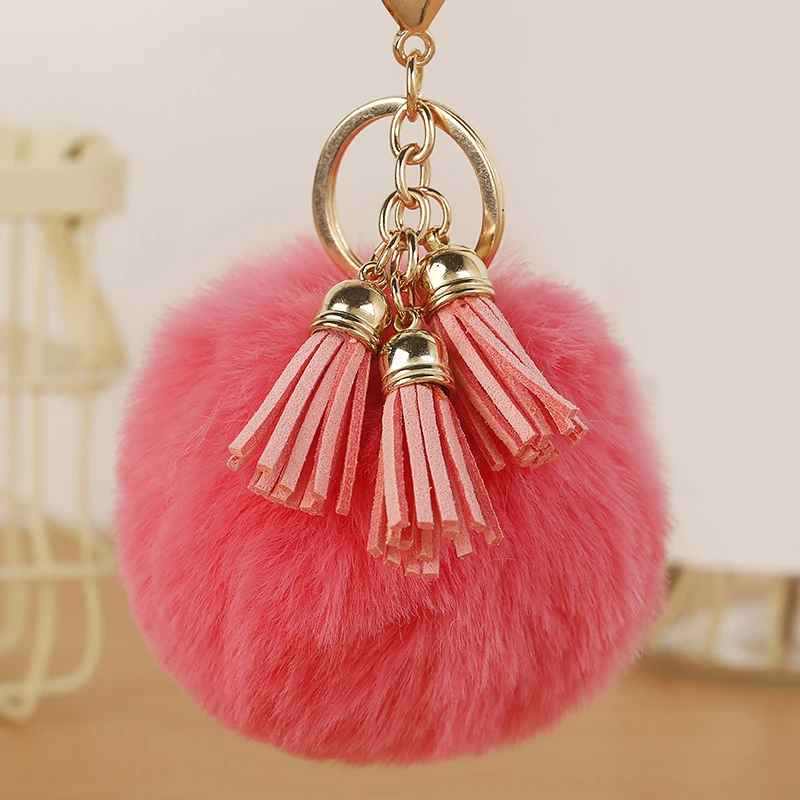 PomPom Hairball Tassel Keychain Cute Key Ring Handbag Pendants Gifts Charm