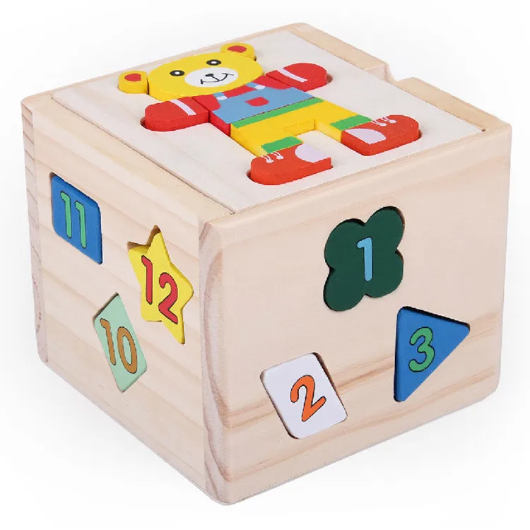 13 массивная Форма s медведь сортировка по форме куб обучающий понимание цветной формы цифровые деревянные геометрические строительные блоки детские игрушки