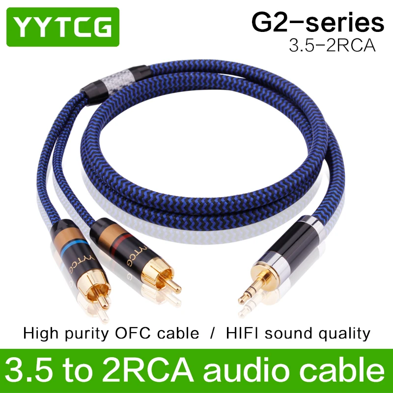 Аудиокабель HIFI Стерео AV 3 5 мм на 2 RCA для ноутбука компьютера MP3 телевизора