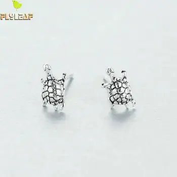 

Flyleaf Brand 100% 925 Sterling Silver Little Turtle Stud Earrings For Women Vintage Style Lady 2017 Personality Jewelry