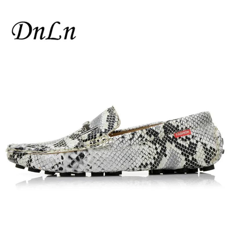

Fashion Prata Gold Snake Print Shoes For Men Slip On Mocasines Hombre Massage Men's Driving Shoes 2#10/15G50