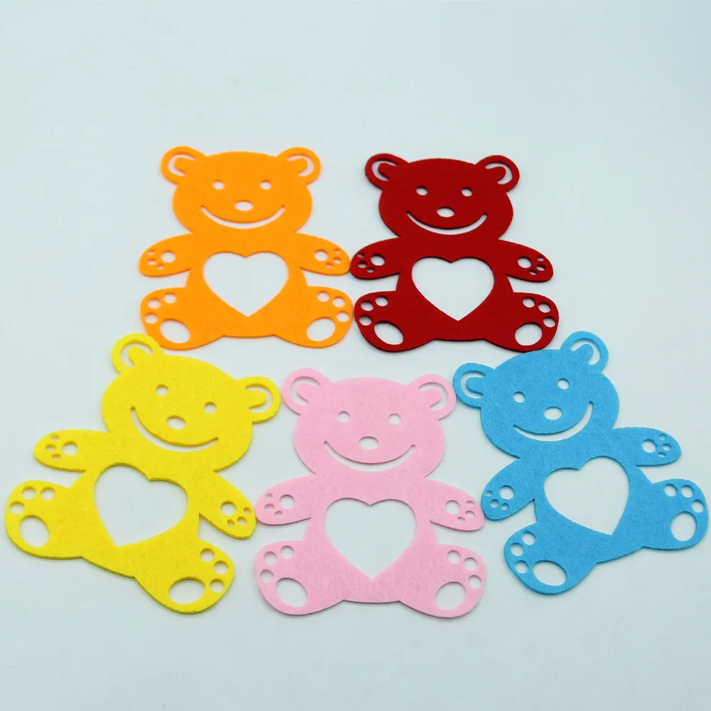 

5pcs Cute Bear Felt Craft Non Woven Cutting Felt Cloth DIY Making Material Kindergarten Decor Children Puzzle Game Handmade Felt
