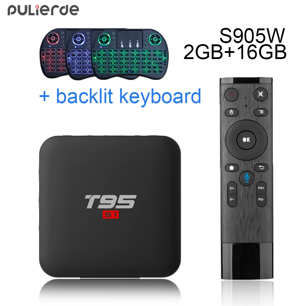 ТВ приставка PULIERDE T95 S1 Android 7 1 2 Гб 16 четырехъядерный процессор Amlogic S905W 4 ГГц WiFi