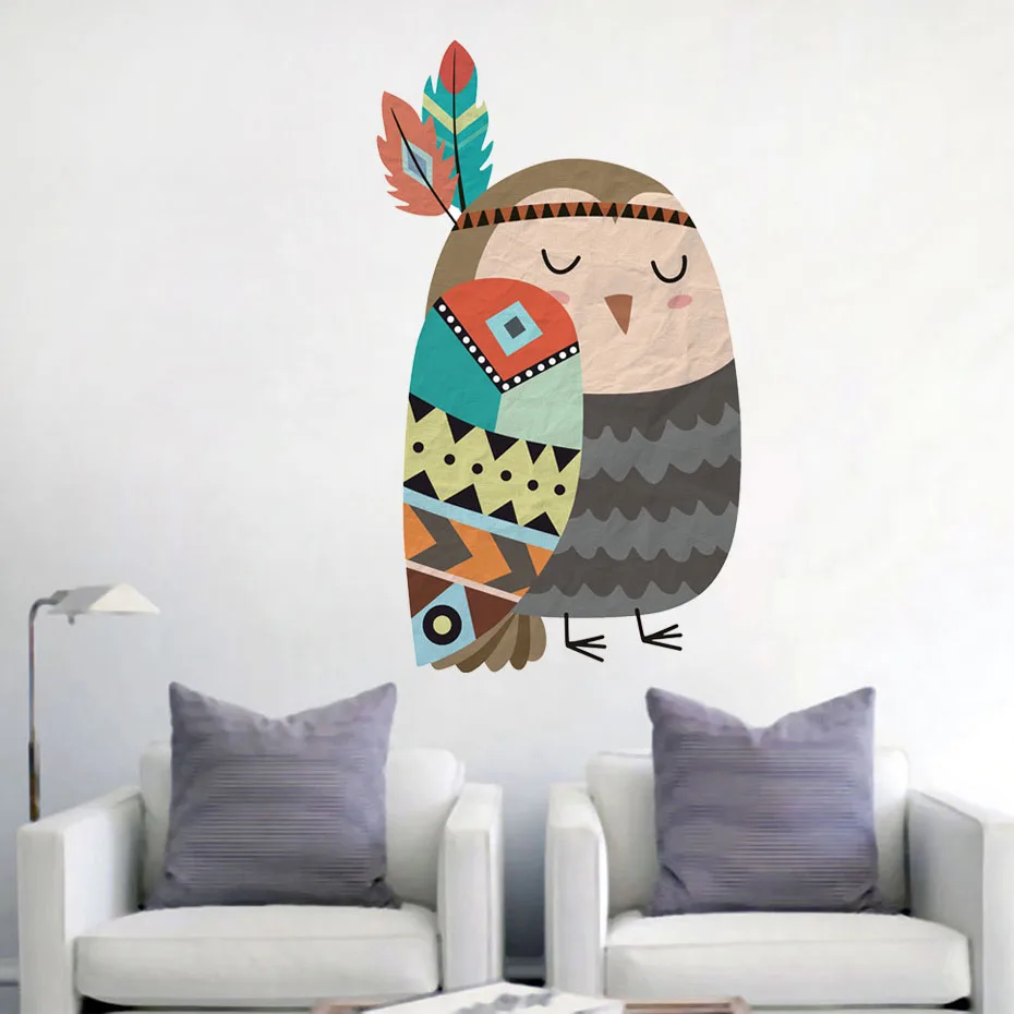 

Cartoon Owl Animal Children Baby Bedroom Wall Sticker For Kids Rooms Cute Tribal Animals Wall Painted Home Decor Art Decals