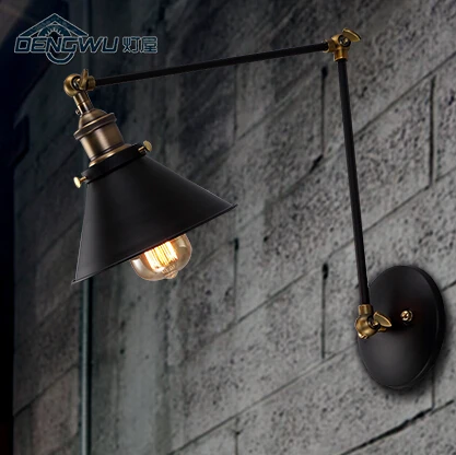 

Loft Style Industry Long-Arm Wall Lamp Vintage Dining Room Wall Light Coffee Shop Light With Edison Bulb Free Shipping