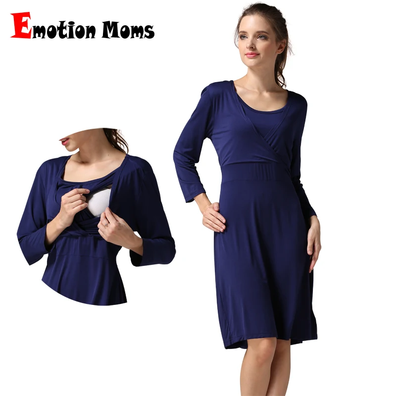 

New Spring/Fall Maternity Nursing Clothing V Neck Shape Pregnant Dress 3/4 Sleeve Good Stretch Modal Breastfeeding Clothes