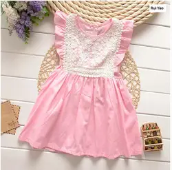 Y645226 R2017 летнее платье для девочек, платье принцессы без рукавов с оборками для девочек, кружевная одежда Лолиты с аппликацией для девочек