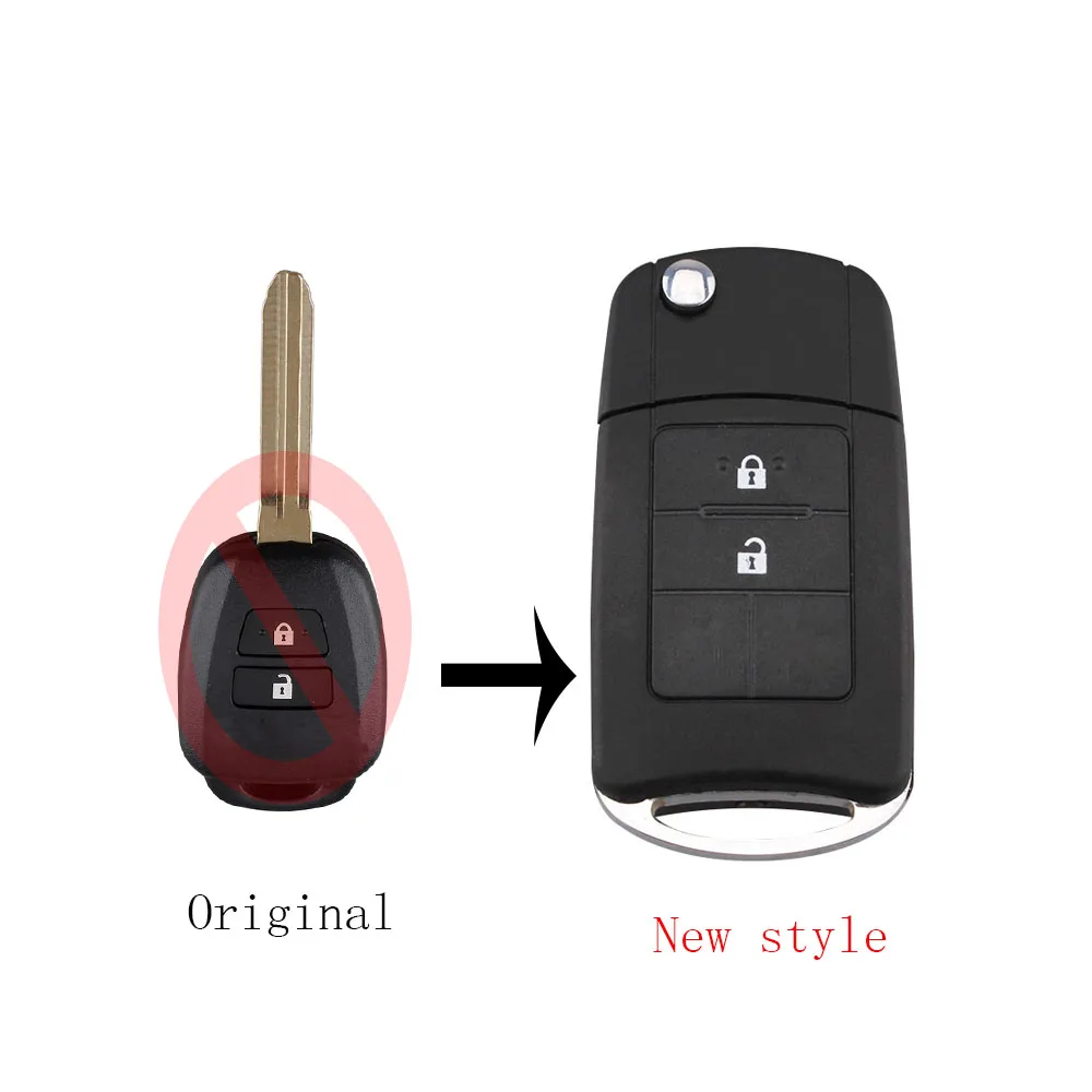 

New 2 Buttons Uncut Blade Flip Folding Remote Key Shell Case Fob For Toyota RAV4 Corolla Avalon