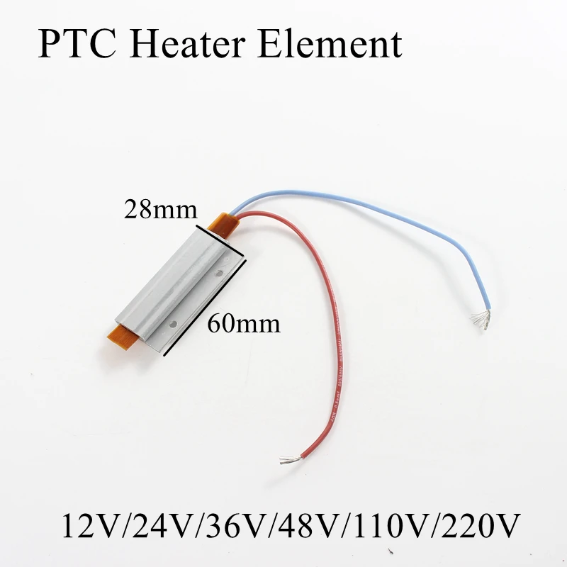 60x28 мм 12 В 230 градусов Цельсия Алюминиевый PTC нагревательный элемент постоянный термостат термистор Датчик нагрева воздуха с оболочкой 60*28 мм