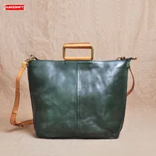 Ботильоны из натуральной кожи с молнией Для женщин Сумки hand-made A4 женский посылка дубления Ретро складки дикая сумка Курьерские сумки