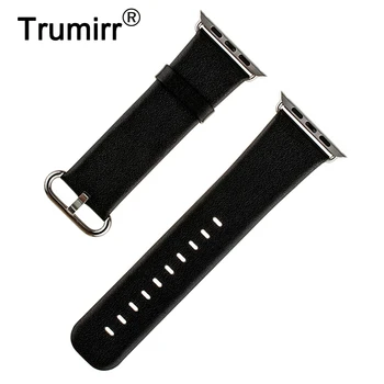 

Genuine Leather Watchband for iWatch Apple Watch Sport Edition 38mm 42mm Replacement Band Strap Bracelet with Connector Adapter