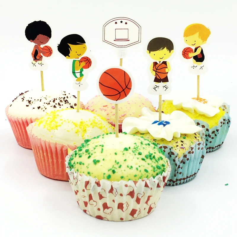 Basketball Silhouettes Pack Of 12 Stand Up Wafer Cake Decorations