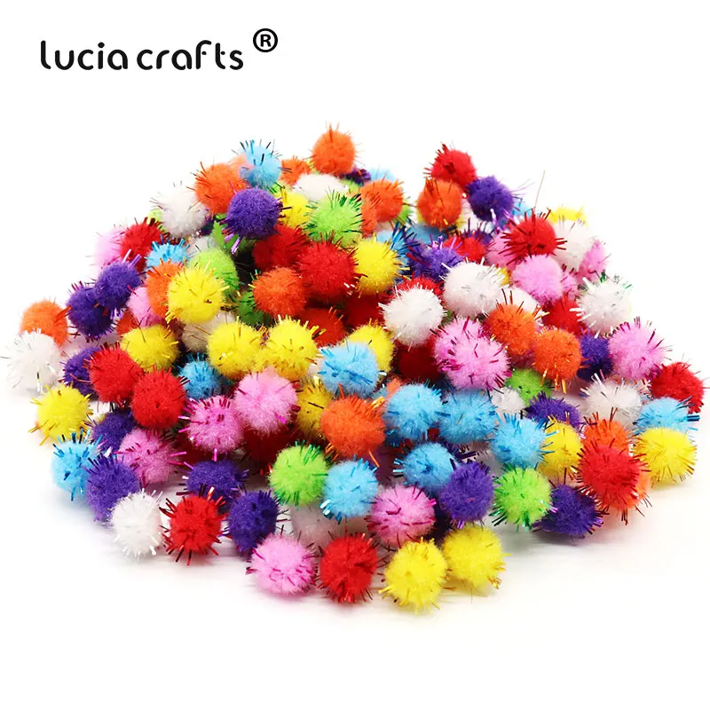 10/15/20/25/30mm Glitter Pompom Ball Fluffy Plush DIY Craft  For Christmas Decor Kids Toys Dolls Accessories J0705