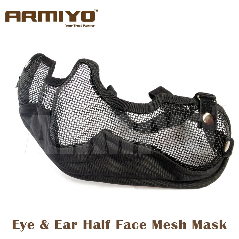 

Armiyo Gen 2nd Airsoft Resistant Protective Equipment Lower Half Face Ear Nylon Canvas Mesh Mask Hunting Shooting Accessories