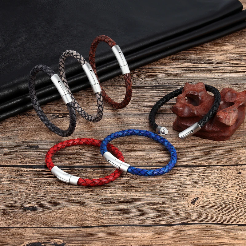 

6 color /8 size choose retro first leather bracelet, designed for women with a simple, atmospheric cuff Frosted bracelet for men