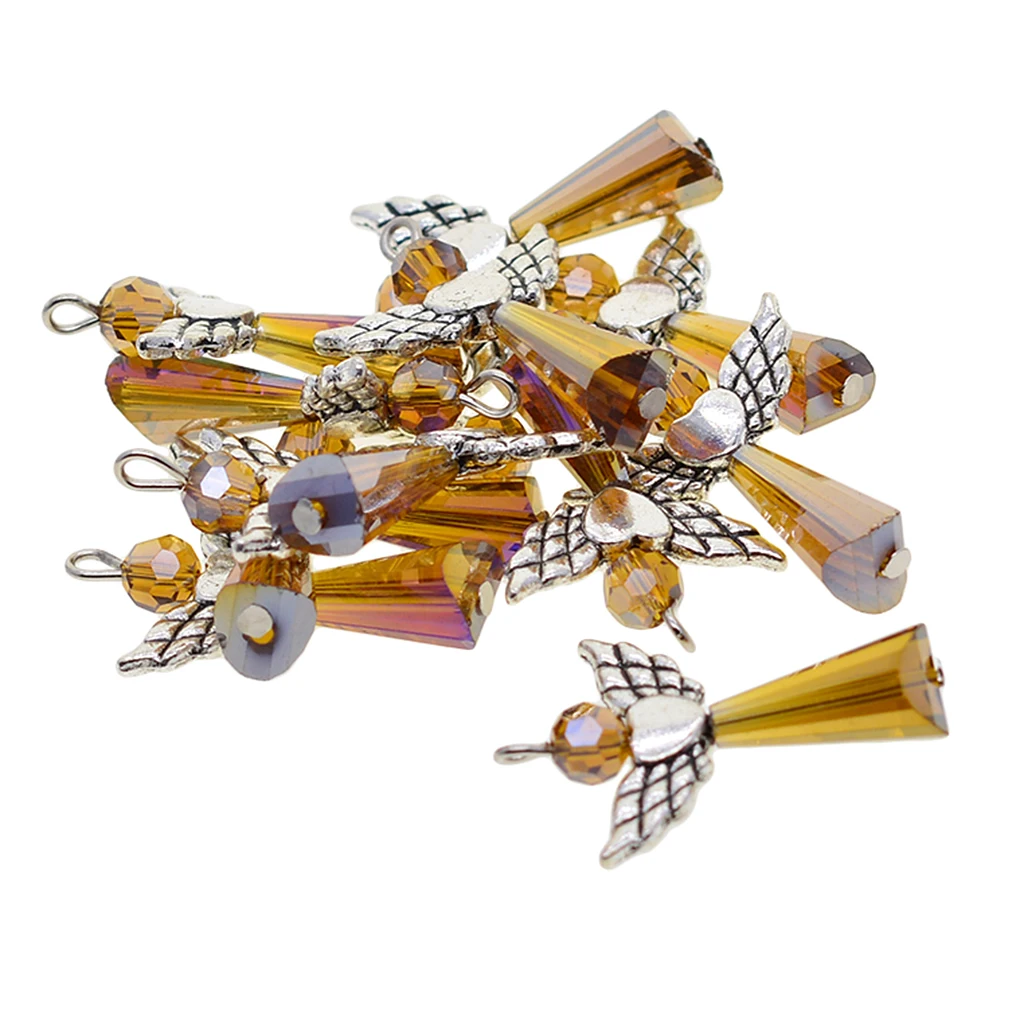 12pcs Alloy Acrylic Handcrafts Angel Charms Pendant Ornaments Fashion Jewelry bracelets necklaces DIY Crafts  for Kids Gifts 