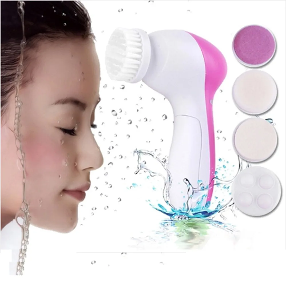 Electric Facial Cleaner 5 In 1 Body Face Skin Care Cleaning Wash Brush SPA Facial Beauty Relief Massager For Women Ladies Girls retention in maxillo facial prosthodontics