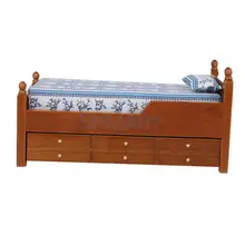 Новое поступление 1/12 масштаб миниатюрная мебель для кукольного дома деревянный ящик кровать коричневый