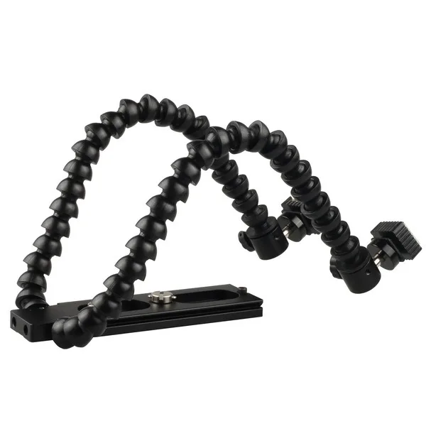 Billige Dual arm Flexible Flash Halterung für MAKROAUFNAHME FÜR NIKON CANON Kamera Universal