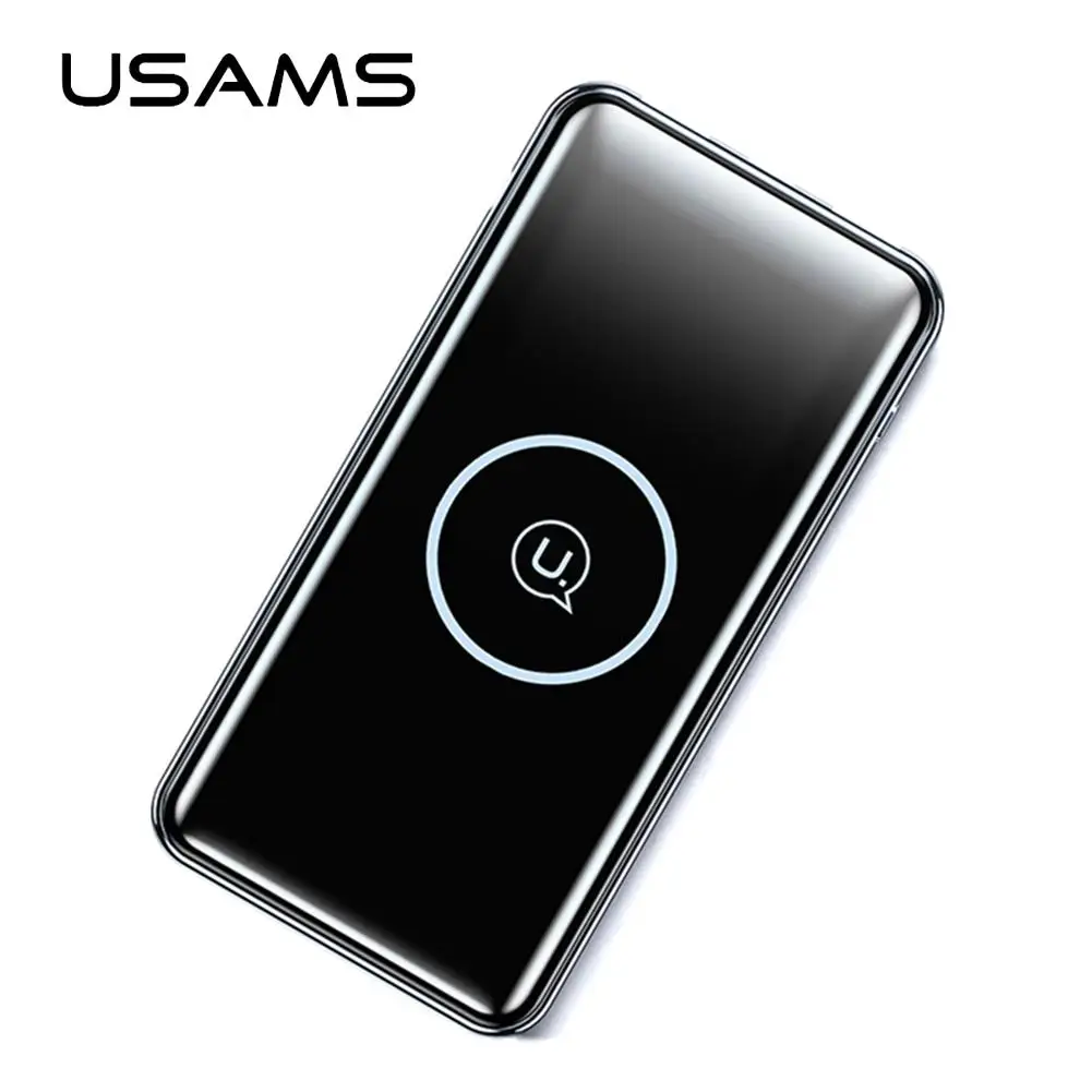 USAMS 10000MAH Wireless Charging Power Bank 5V 2A Type C Micro USB Port High Quality Qi Wireless Charger LED Display Power Bank USAMS 10000MAH Wireless Charging Power Bank 5V 2A Type C Micro USB Port High Quality Qi Wireless Charger LED Display Power Bank