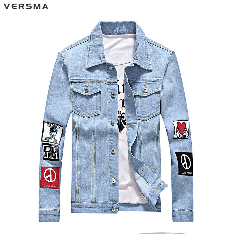 Модная Джинсовая куртка VERSMA в стиле Харадзюку G-dragon One of A Kind для мальчиков мужская