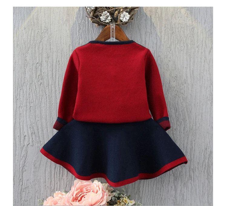 Mihkalev girls clothing sets autumn 2017 sweater tops + skirts 2PCS kids clothes girl tracksuits for children party set suits Mihkalev girls clothing sets autumn 2017 sweater tops + skirts 2PCS kids clothes girl tracksuits for children party set suits
