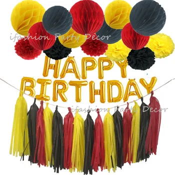 

Colorful Party Supplies Yellow Black Red For Baby Shower Party Favor Birthday Decorations Tissue Paper Flowers Tassel Garland