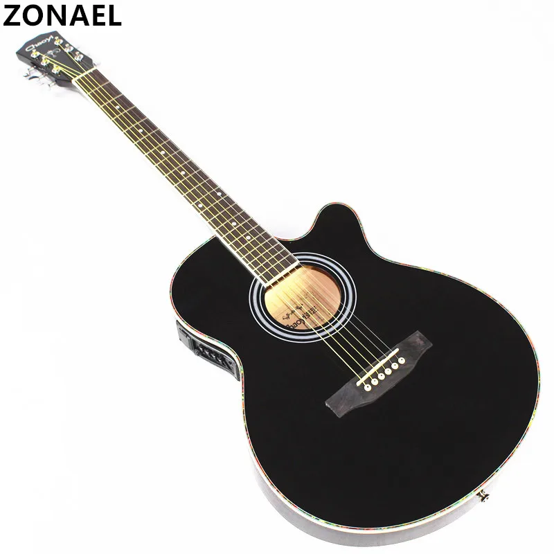 ZONAEL 40 дюймов Акустическая гитара для начинающих студентов мужской и женский инструмент народная гитара ультра тонкий корпус с эквалайзером