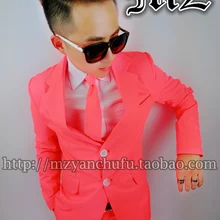 S-4XL! для мужчин этап певица Мода весна флуоресцентный оранжевый розовый костюм комплекты костюмы(костюм+ брюки галстук