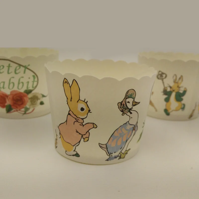 

100pcs Cute Peter Rabbit duck red rose cupcake liners cups cases mini paper baking cup decorative wedding birthday party favors