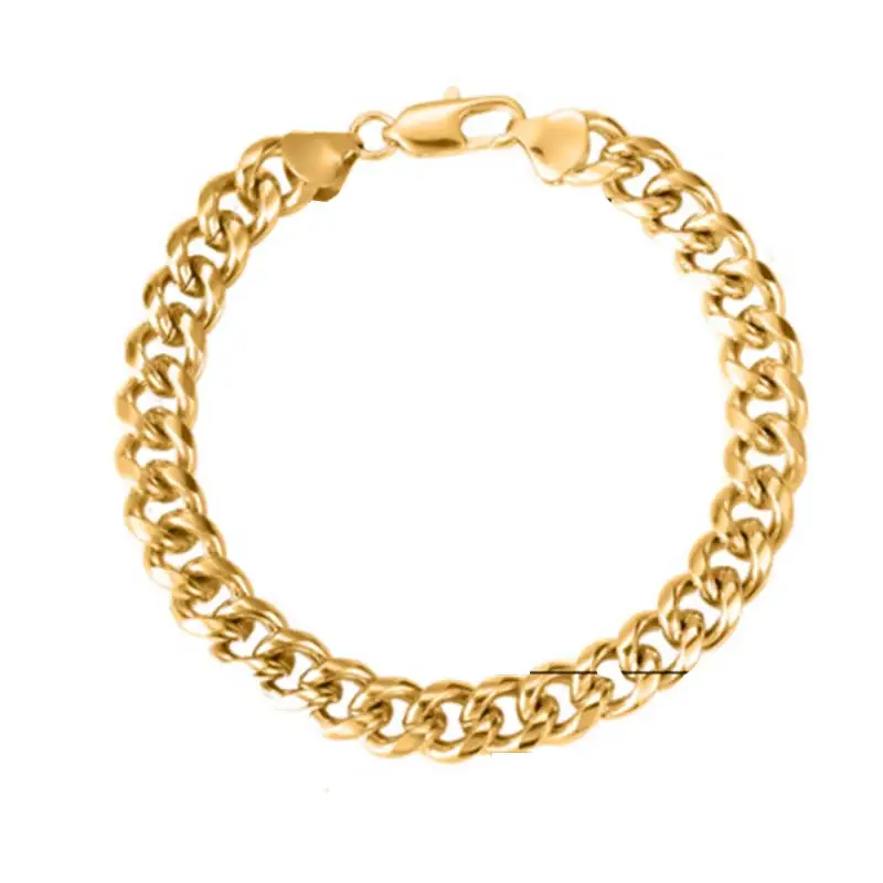 

Stainless Steel Link Chain Bracelet Gold-color for Men Personality Titanium Cloth Accessories