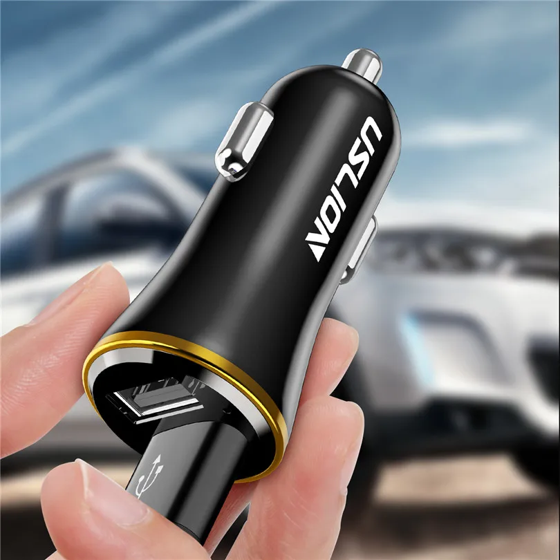 USLION مصغرة المزدوج USB شاحن سيارة للهاتف 2 ميناء USB سريع سيارة-شاحن آيفون 7 XR XS ماكس سيارة مهايئ شاحن الهاتف في سيارة