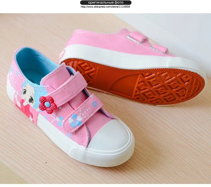 2016 New  Fashion Princess Girls Shoes Canvas Rubber Children Shoes Autumn Spring Pink Rose White Cute Cartoon Girls Sneakers 462s (4)