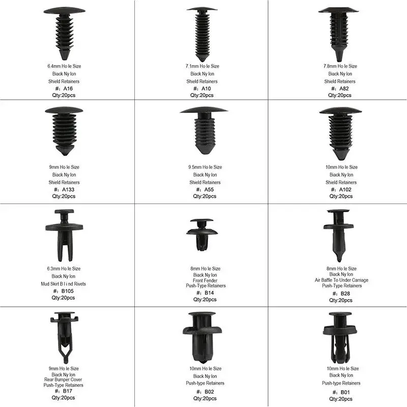 Фиксатор автомобильный заклепки крепления зажимы дверная отделка бампер фиксаторы Зажимы Пластиковые заклепки отделка Ассортимент Комплект 240 шт./компл