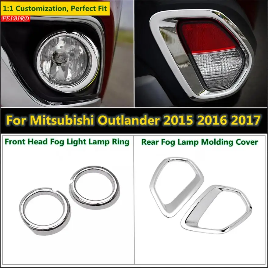 6PCS Front Rear Fog Light Lamp Cover Trim For MITSUBISHI Outlander 2016-2019 